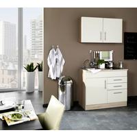 Miniküche Toronto B: ca. 100cm Creme/Eichefarben - Chromfarben/Eichefarben, MODERN, Holzwerkstoff/Metall (100cm) - Held