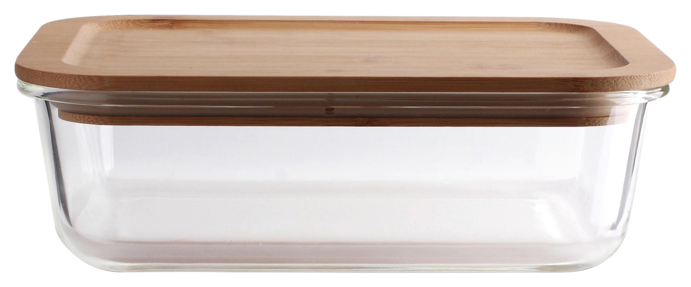 Frischhaltedose Annegret ca. 700ml - Klar/Transparent, Glas/Holz (19,7/14,6/6,6cm) - Zandiara