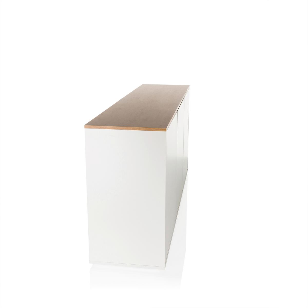 Široka Komoda Kelo, Bela, Barva Hrasta - barve hrasta/bela, Moderno, leseni material (160/76/40cm) - MID.YOU