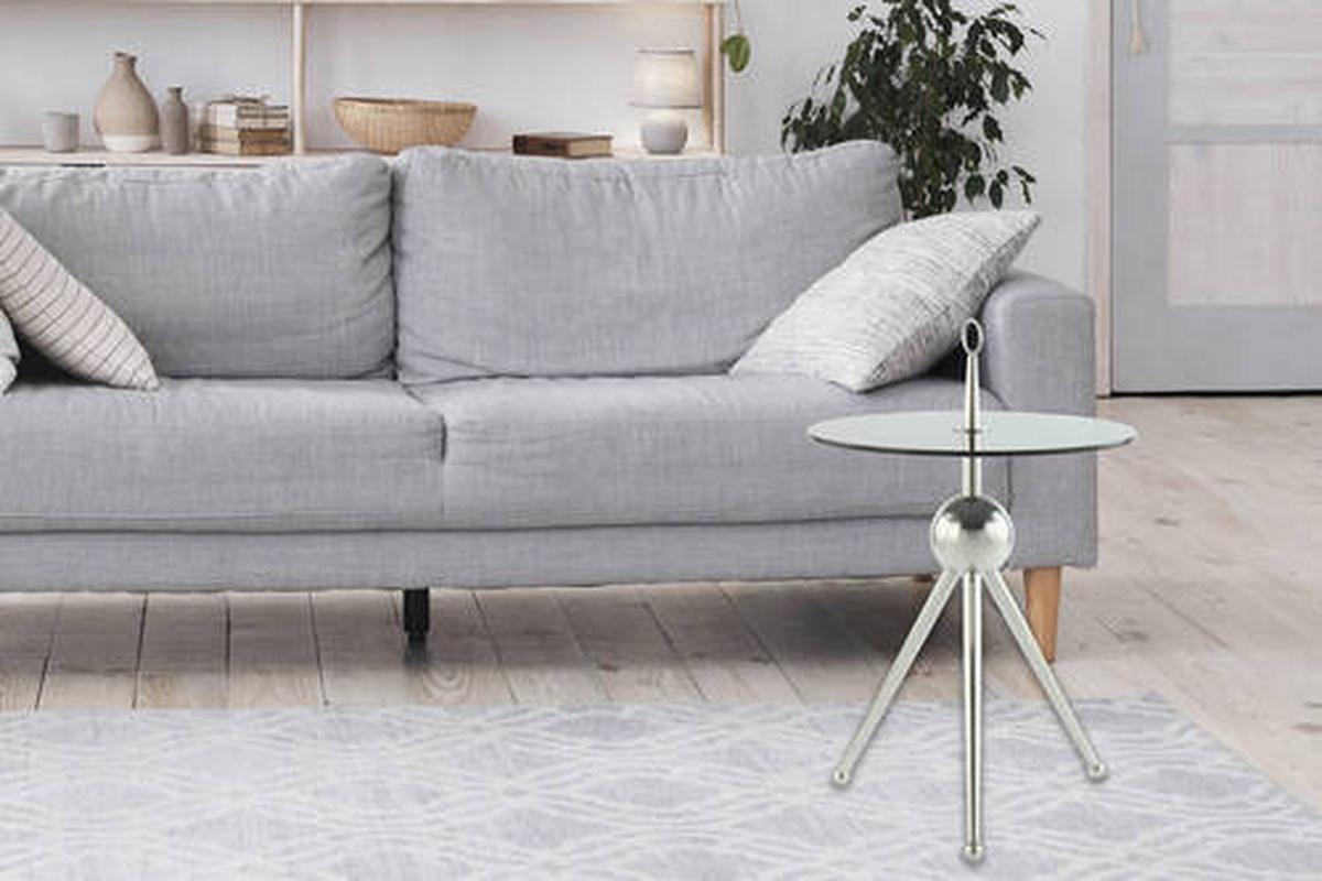 BEISTELLTISCH LCUHL-SIV-GRY - Silberfarben/Grau, Modern, Glas/Metall (46/46/52cm) - Kayoom