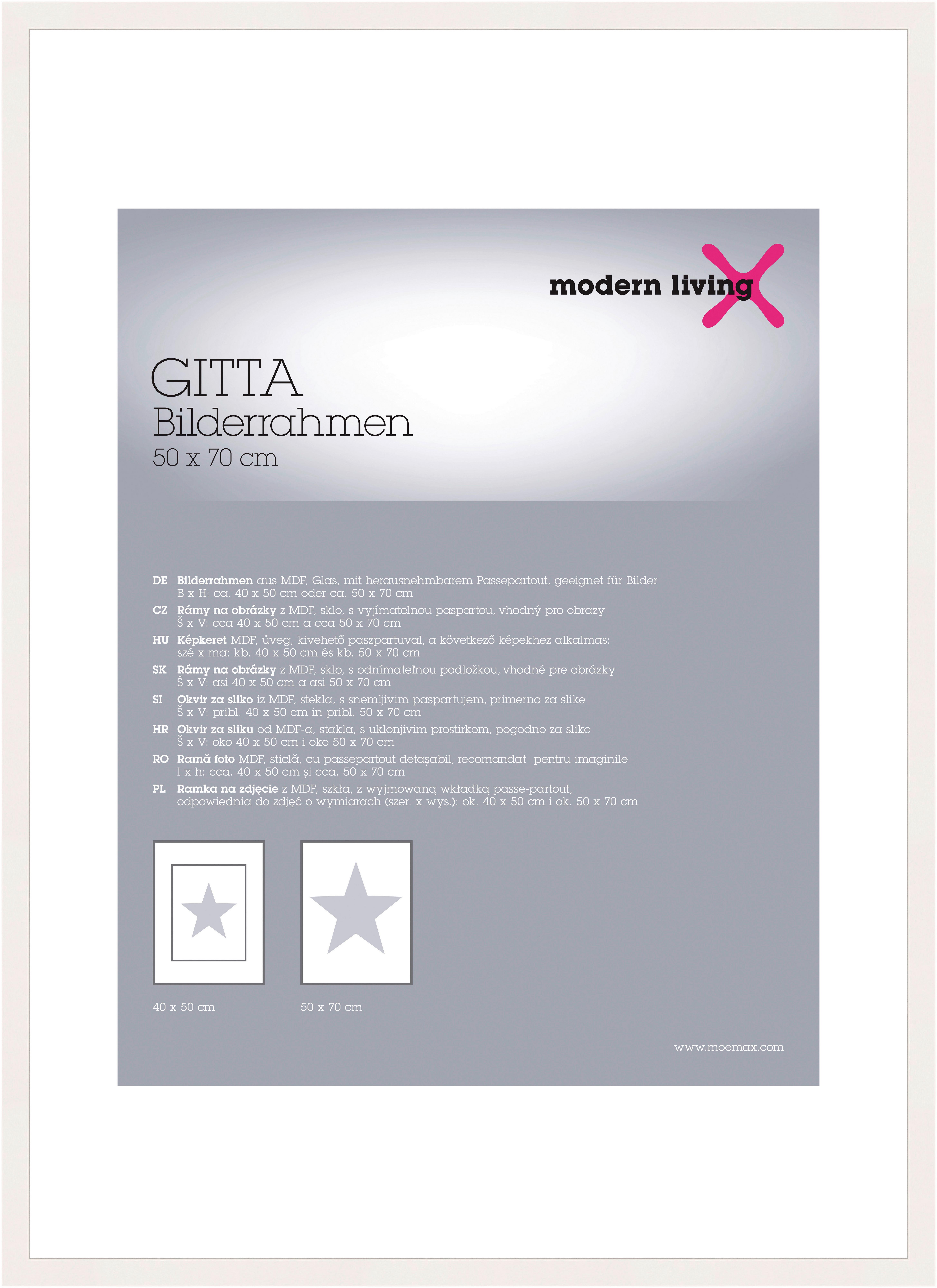 RAMKA NA ZDJĘCIA GITTA - biały, Modern, materiał drewnopochodny/tworzywo sztuczne (50/70cm) - Modern Living