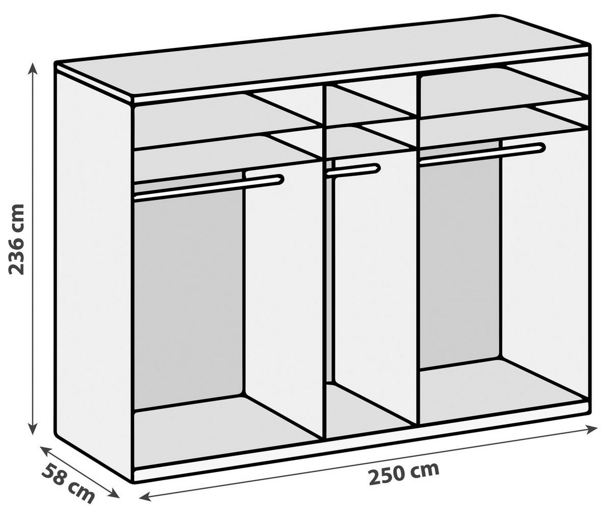Ormar S Klasičnim Vratima Level 36a - bijela/boje kroma, Moderno, drvni materijal (250/236/58cm) - MID.YOU