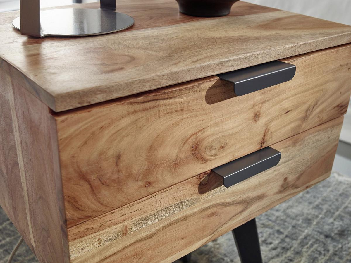 NACHTSCHRANK WOHNLING - Grau/Akaziefarben, MODERN, Holz/Metall (47/65/35cm) - MID.YOU
