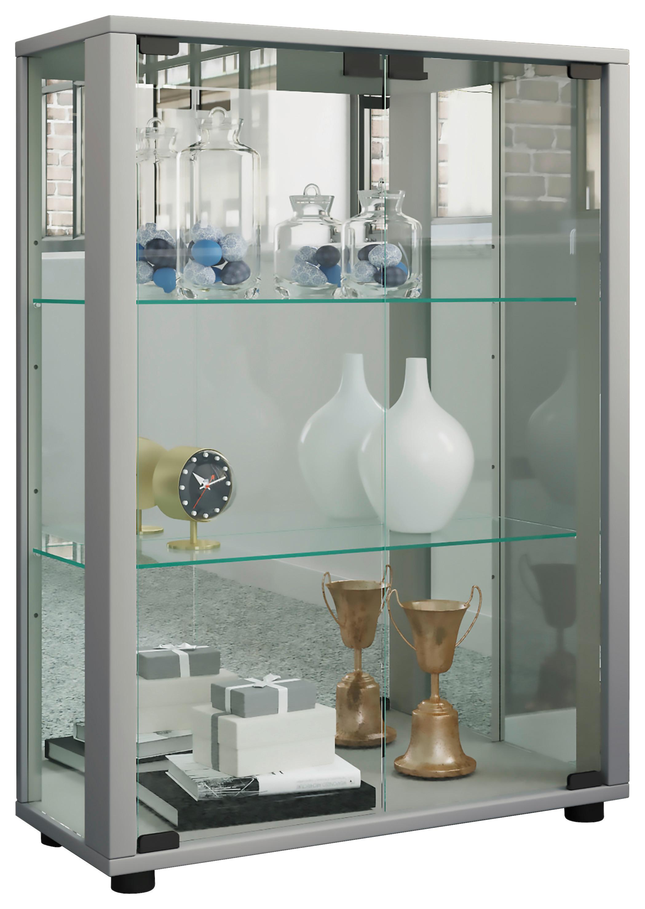 Vitrine Sintalo ca. 60x80 cm Silber - Silberfarben, MODERN, Glas/Holzwerkstoff (60/80/25cm) - MID.YOU