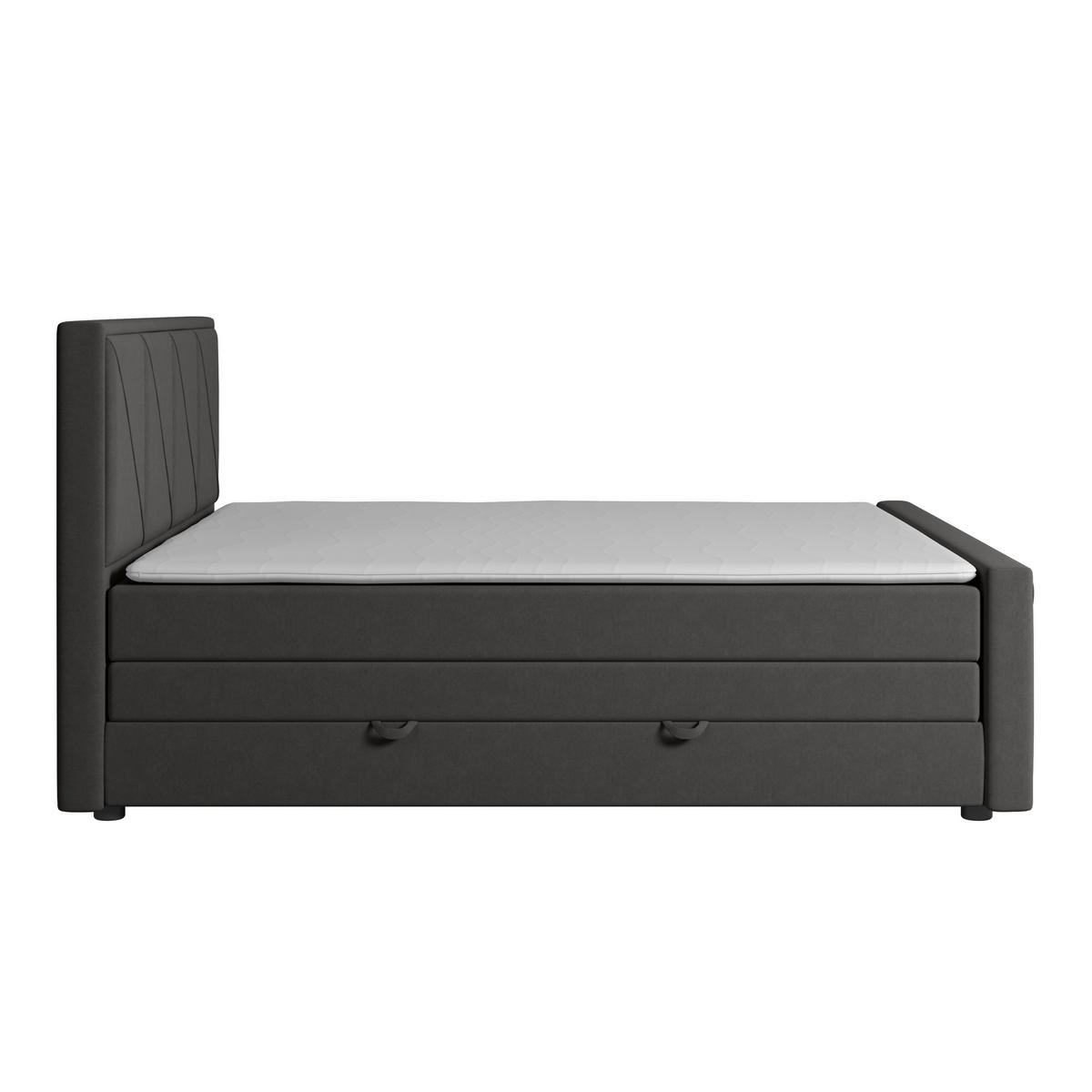 Boxspringbett Oslo ca. 180x200 cm Anthrazit - Anthrazit/Schwarz, MODERN, Karton/Holzwerkstoff (180/200cm) - MID.YOU