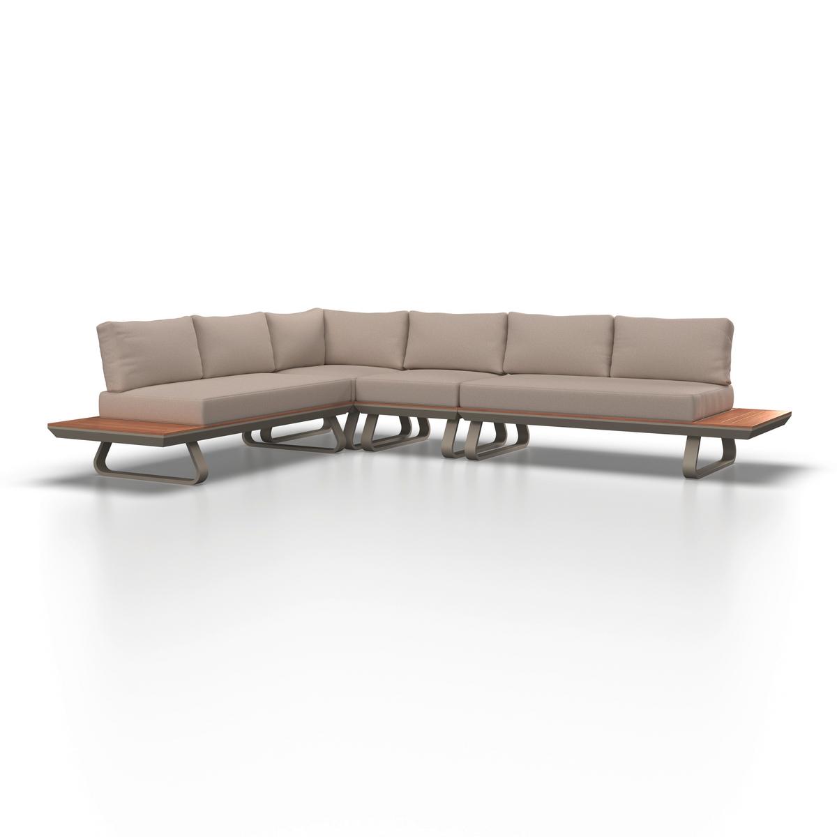Dining-Loungeset Emma Creme Outdoorstoff/Polywood+Abd. - Creme/Hellgrau, MODERN, Kunststoff/Textil (248/318/72cm) - Bessagi Garden