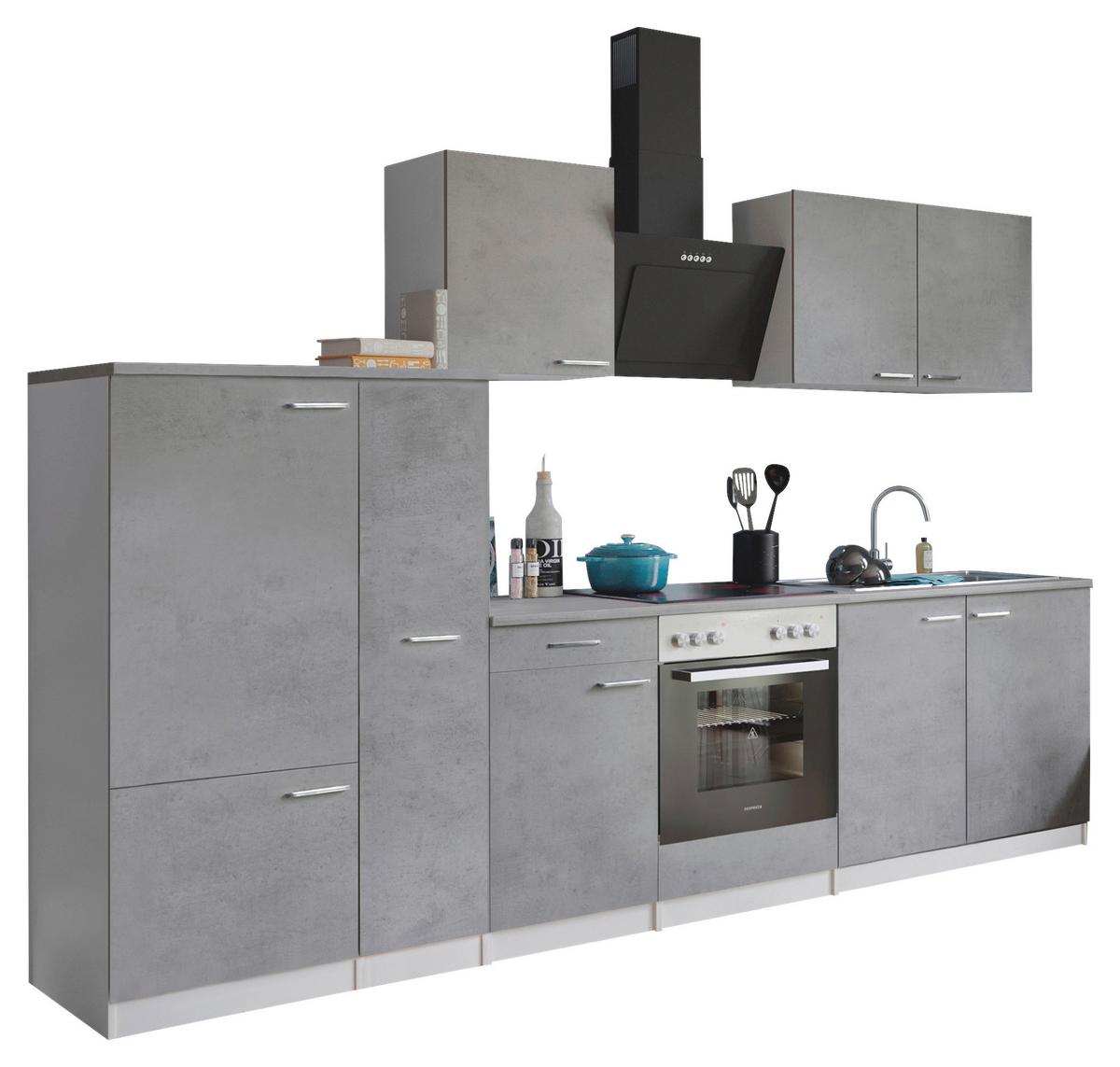 Kuhinjski Blok Z Aparati Malia, 300cm - barve nerjavečega jekla/siva, Basics, kovina/leseni material (300cm) - Respekta