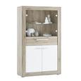 Highboard in Eiche/Weiß Hochglanz - Chromfarben/Eichefarben, KONVENTIONELL, Glas/Holzwerkstoff (89/149/37cm) - Based