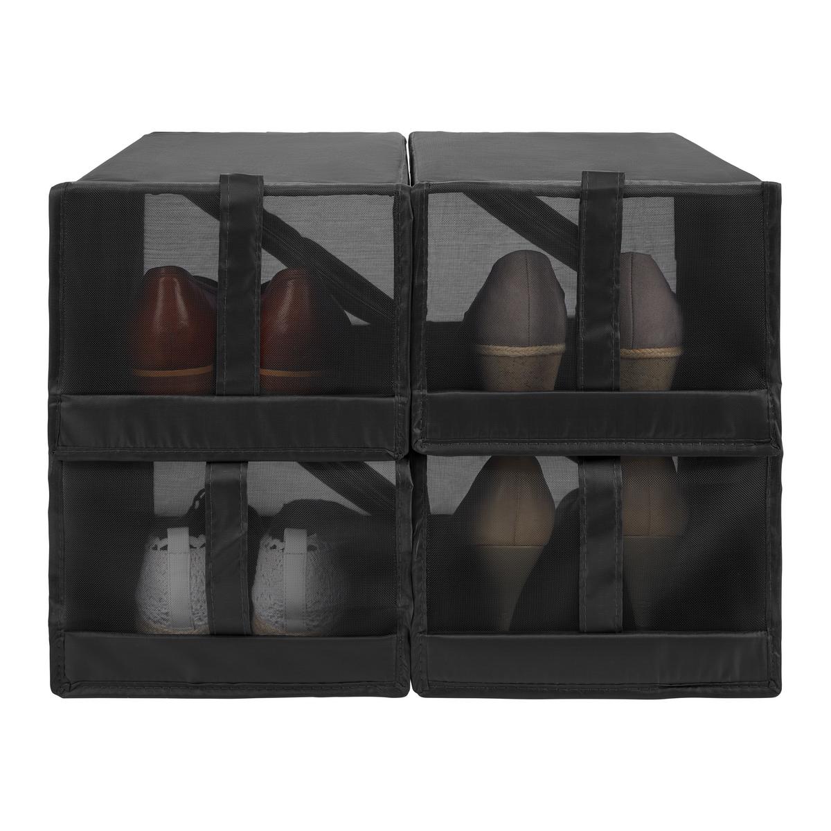 Škatla Za Čevlje Unit - 4pcs - Ext - - siva, Konvencionalno, umetna masa/tekstil (22/34/16cm) - Modern Living