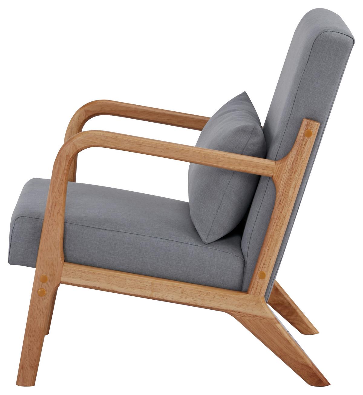 FOTEL JEAN - kolor naturalny/szary, Modern, tkanina/drewno (73/76/60cm) - Livetastic