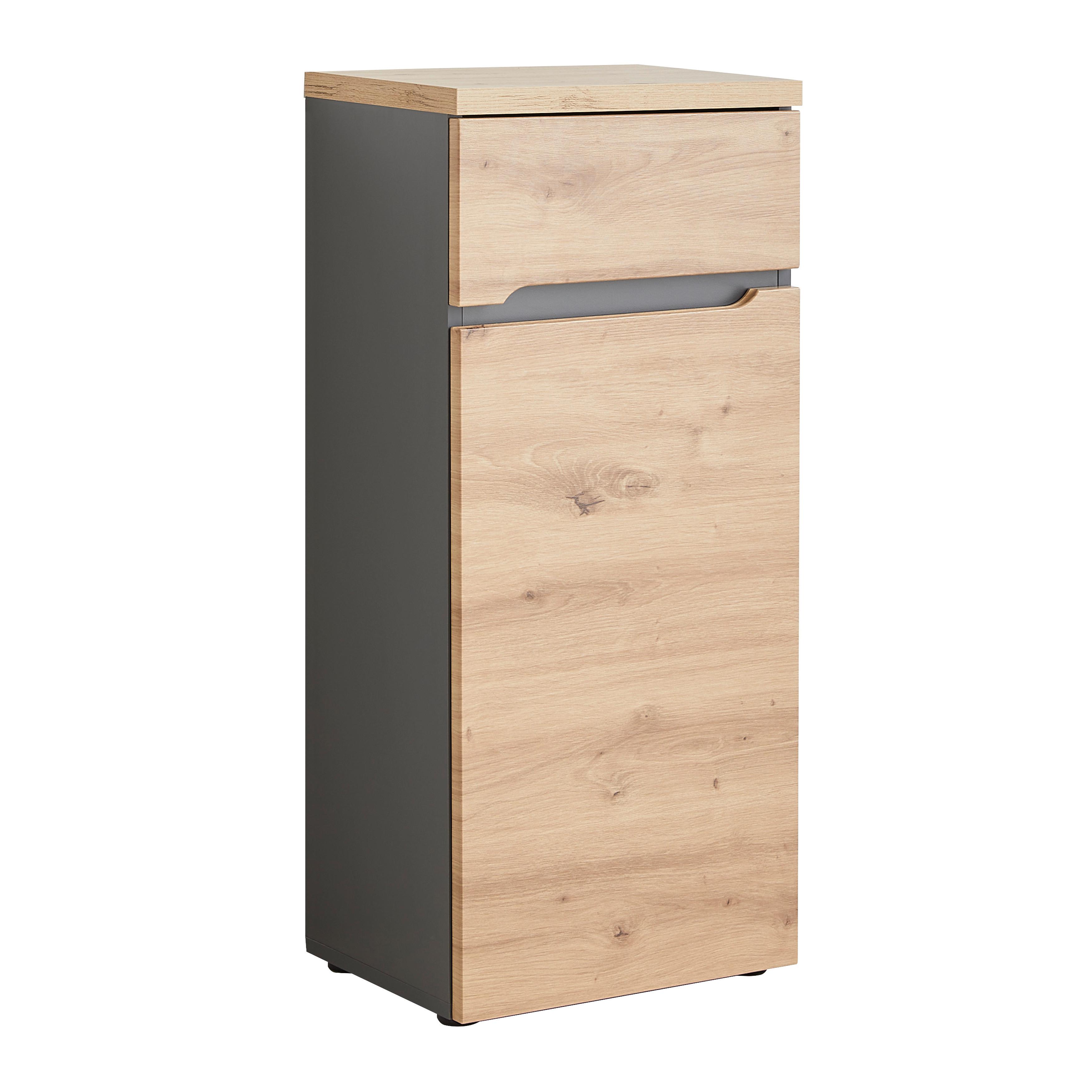 Unterschrank Memphis Artisan Eiche/Grau - Schwarz/Eiche Artisan, MODERN, Holzwerkstoff/Kunststoff (40/90/31cm) - Mömax
