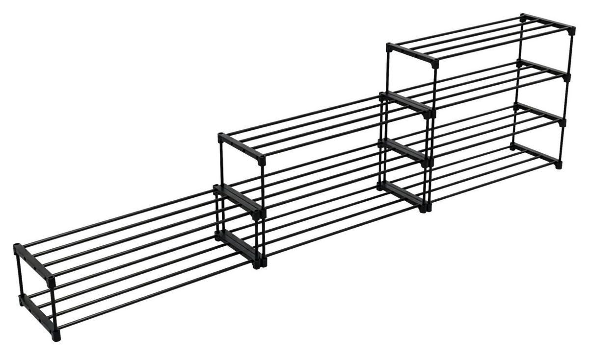 Etajeră încălțăminte GRANDO - negru, Konventionell, plastic/metal (94/194/30cm) - Based