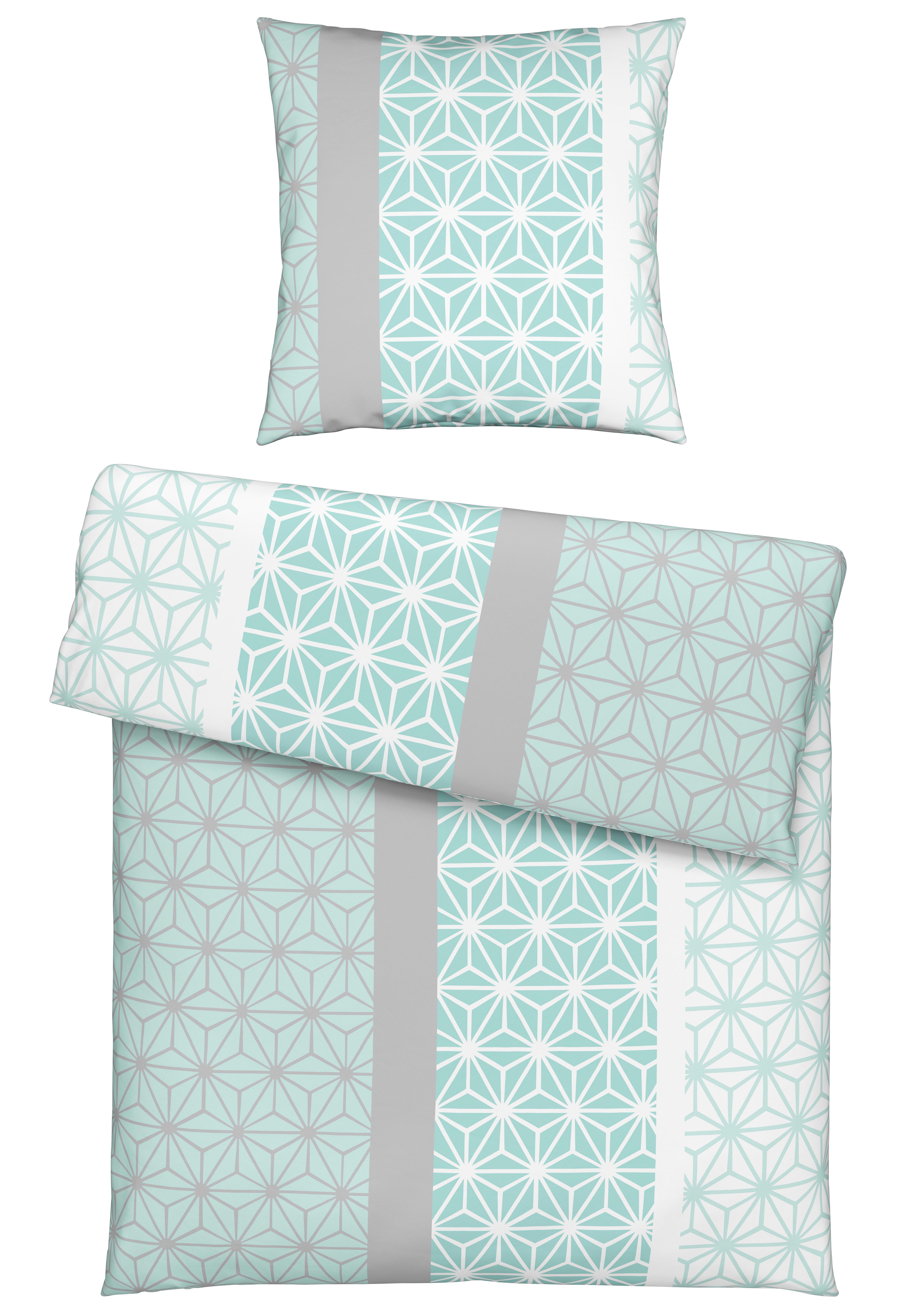 Bettwäsche Selma in Mint ca. 135x200cm - Gelb/Weiß, KONVENTIONELL, Textil (135/200cm) - Based
