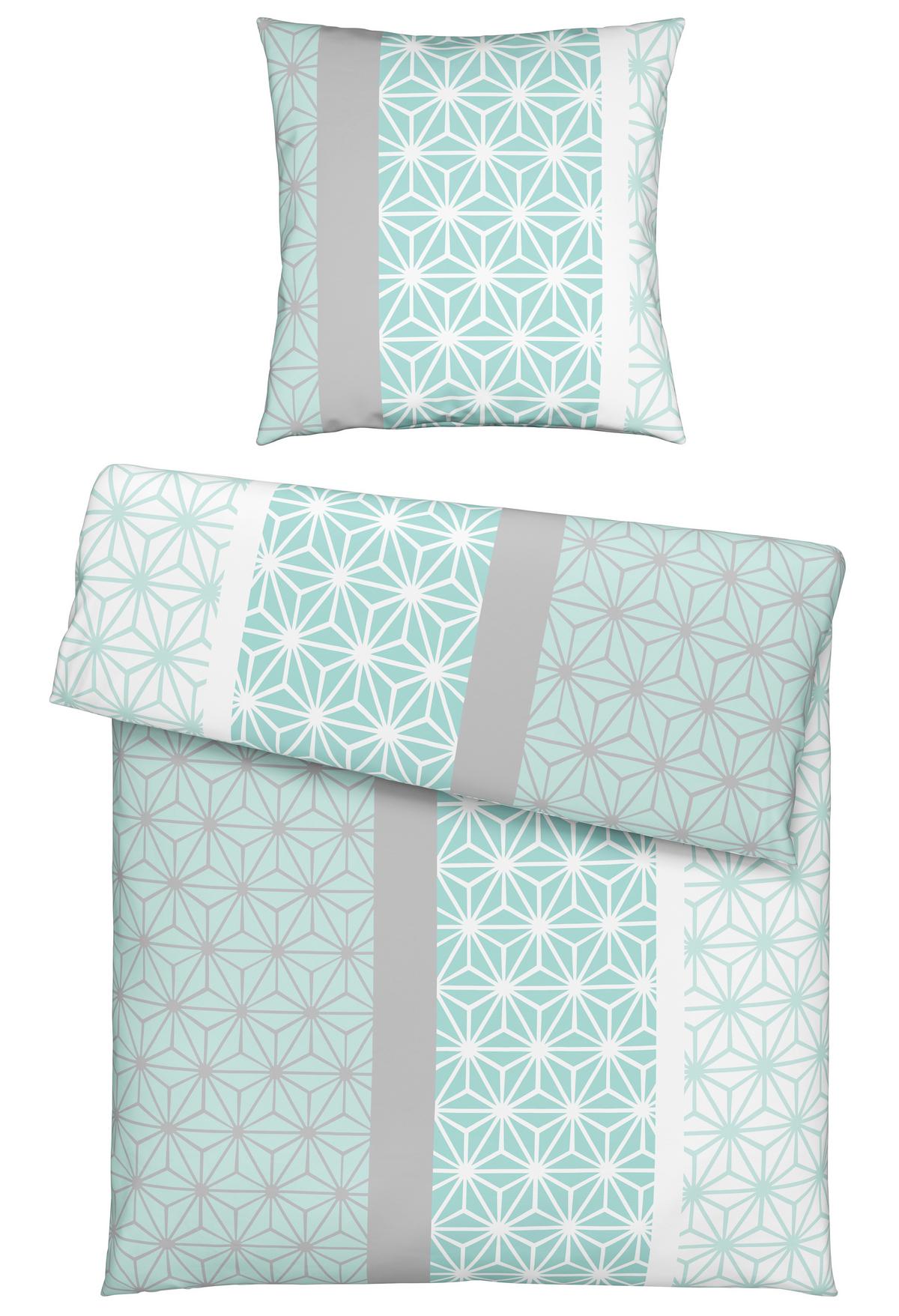 Bettwäsche Selma in Mint ca. 135x200cm - Gelb/Weiß, KONVENTIONELL, Textil (135/200cm) - Based