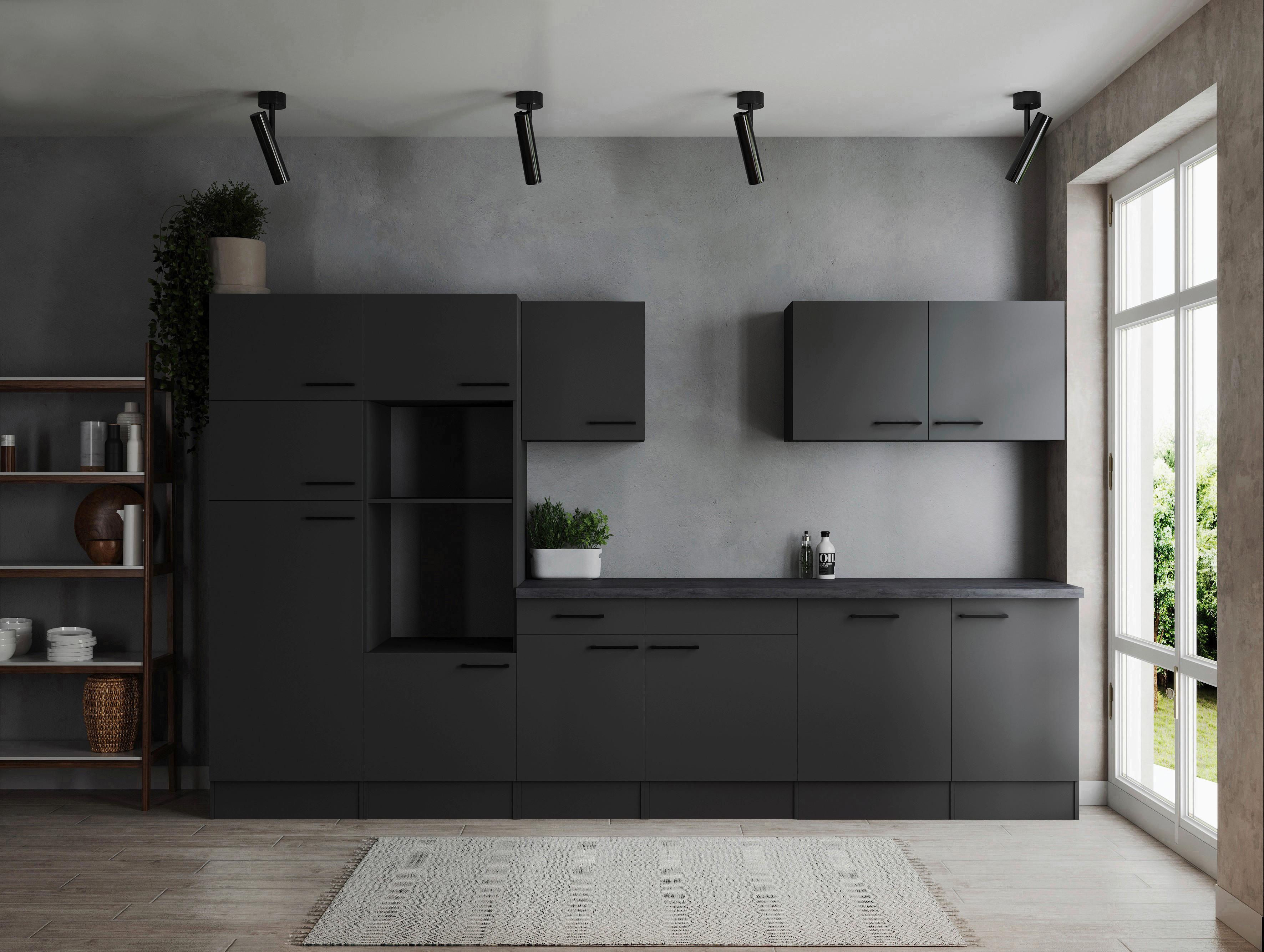 Kuhinjski Blok Brez Aparatov Oliver, 340cm - temno siva/črna, Design, kovina/leseni material (340cm) - Respekta