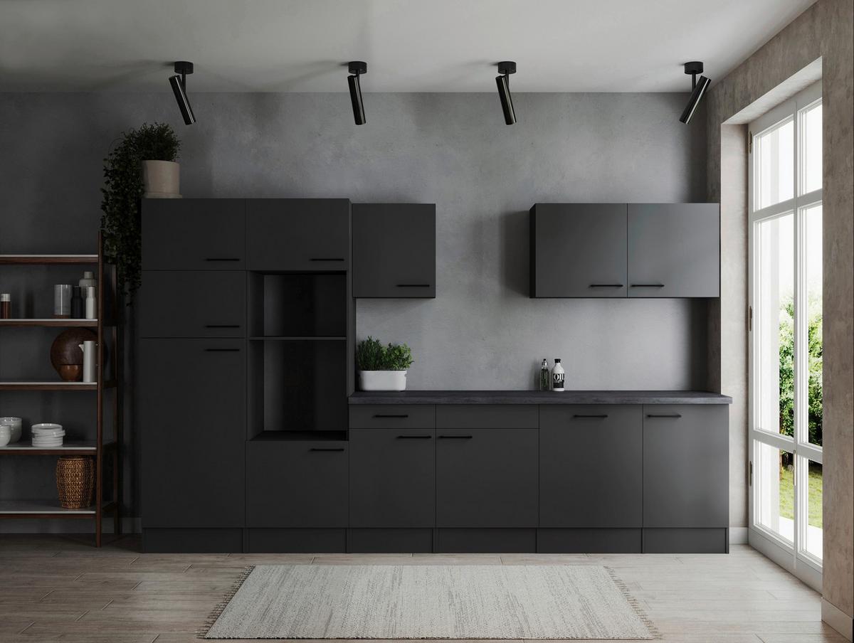 Kuhinjski Blok Brez Aparatov Oliver, 340cm - temno siva/črna, Design, kovina/leseni material (340cm) - Respekta