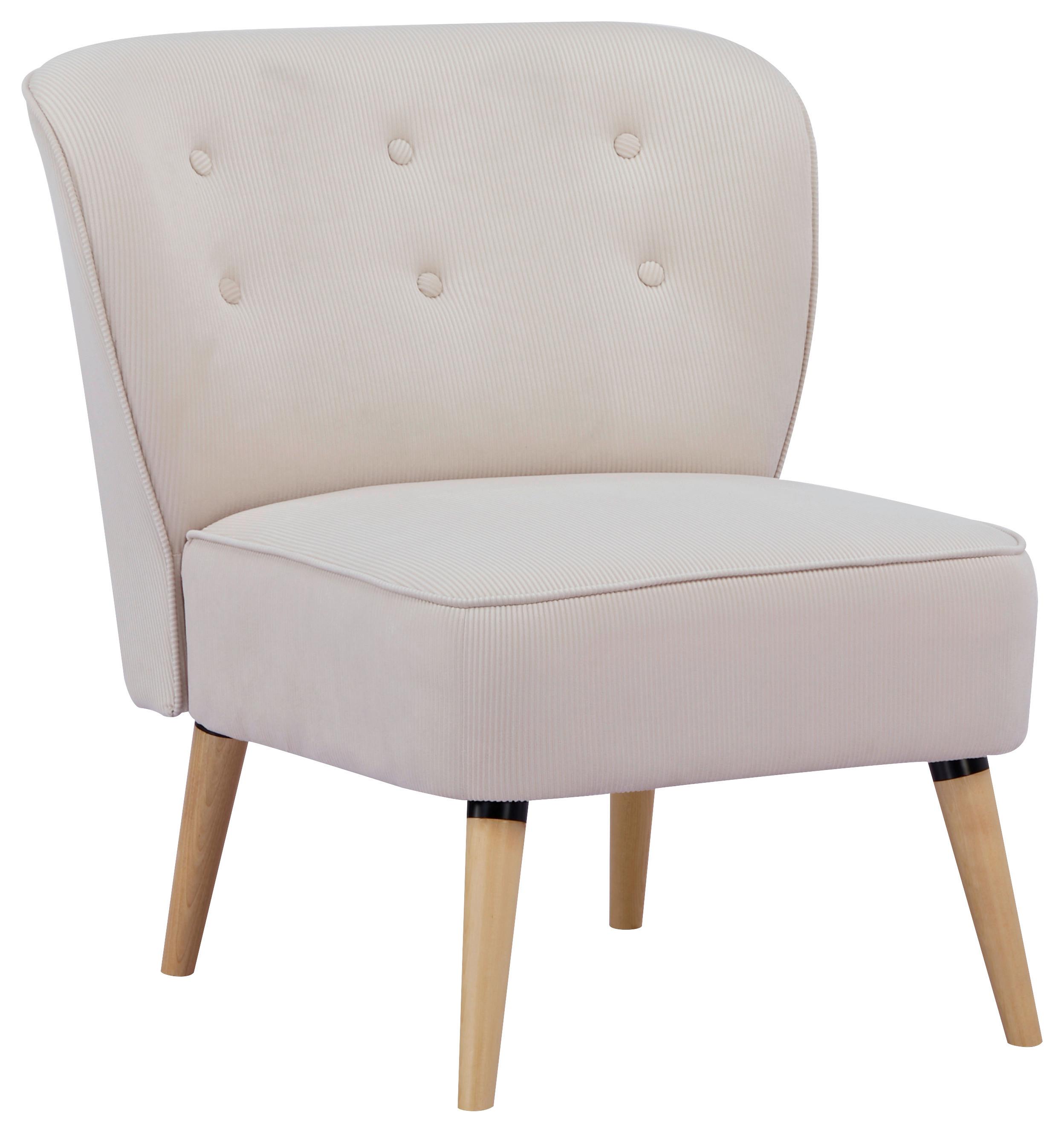 FOTEL CORDY - beżowy/kolor naturalny, Design, tkanina/drewno (75/82/80cm) - Livetastic