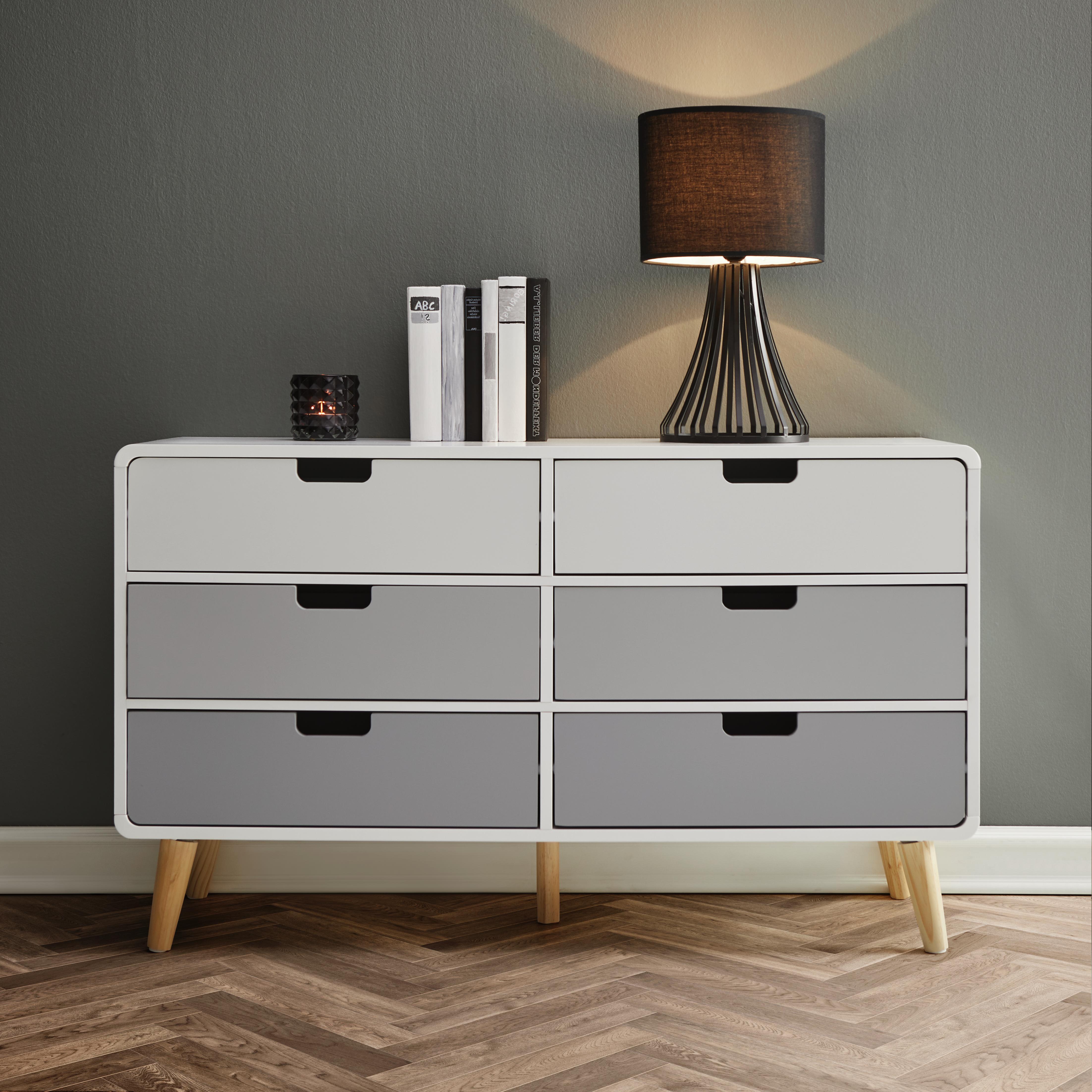 SIDEBOARD in Weiß/Grau 'Daniela' - Weiß/Grau, MODERN, Holz (110/65/38cm) - Bessagi Home