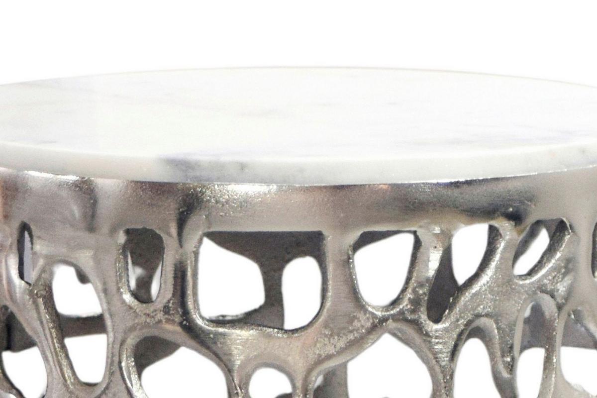 BEISTELLTISCH WL7.525 - Silberfarben, Design, Stein/Metall (30/50/30cm) - Livetastic