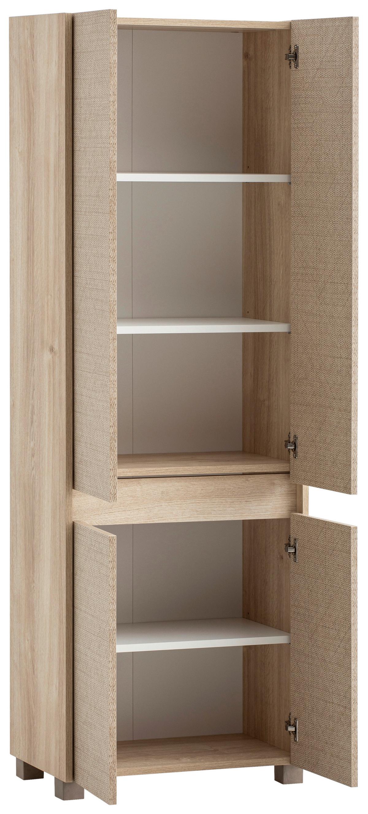 Hochschrank Sander Eiche/Beige - Beige/Schwarz, MODERN, Holzwerkstoff/Kunststoff (56,9/164,5/33cm) - MID.YOU