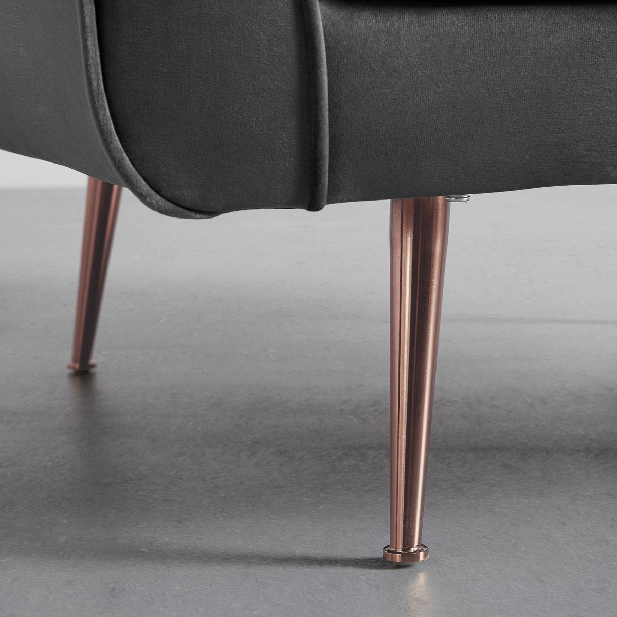 Relaxsessel Luis Grau Samt - Roségold/Grau, MODERN, Holz/Textil (90/87/87cm) - Bessagi Home