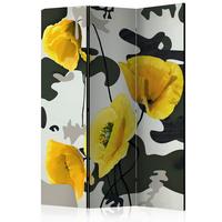 Paravan Fresh Paint, Dvostranski, 3-Delni - rumena/siva, Basics, tekstil/les (135/172/3cm) - artgeist