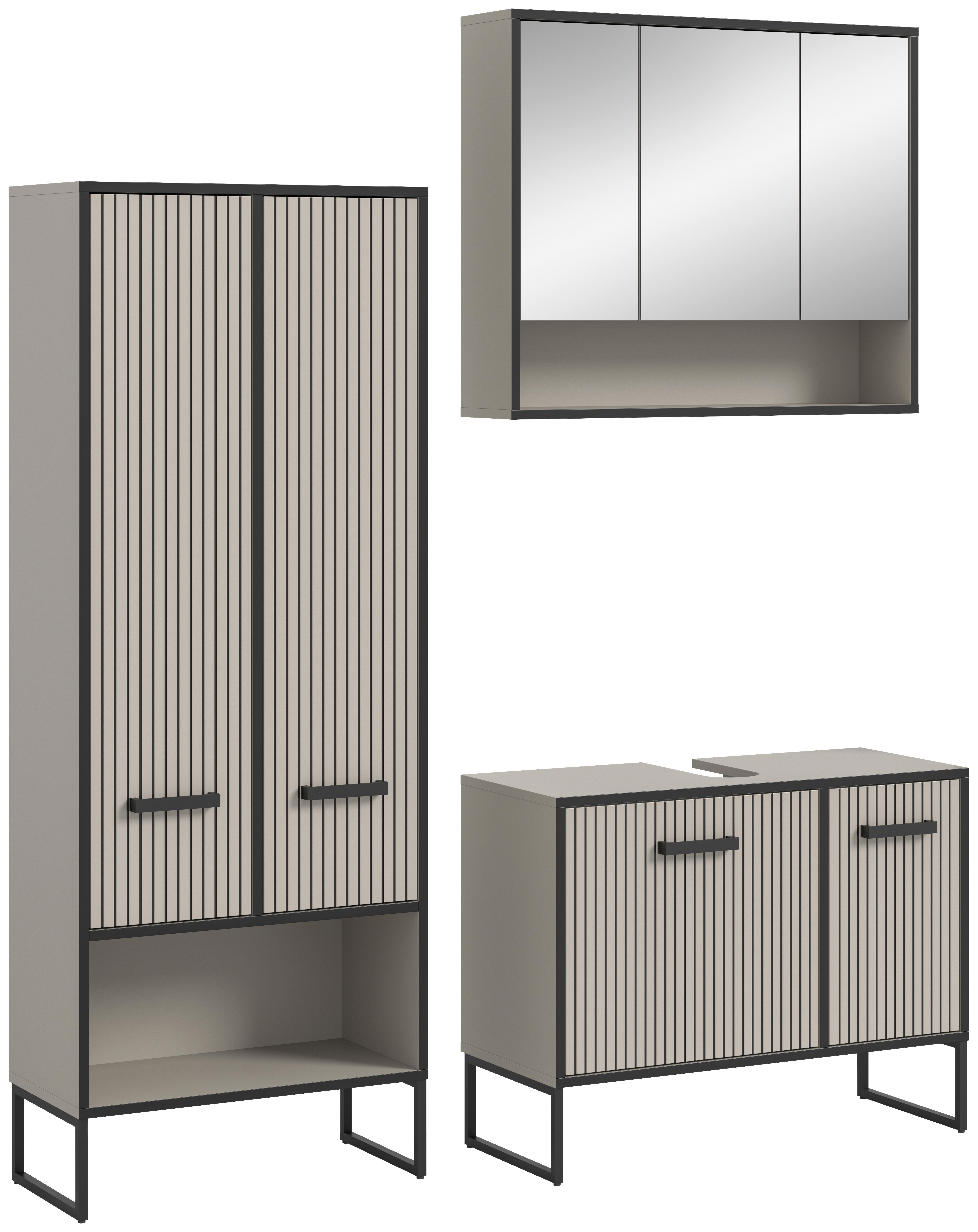 Badezimmer BAGNO 3-teilig ca.139cm Kaschmir - Kaschmir/Schwarz, MODERN, Holzwerkstoff/Metall (139cm) - MID.YOU