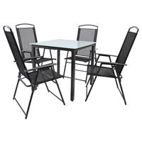 Gartentischgruppe Anthrazit 5-teilig - Anthrazit, Basics, Glas/Textil - Gardenson