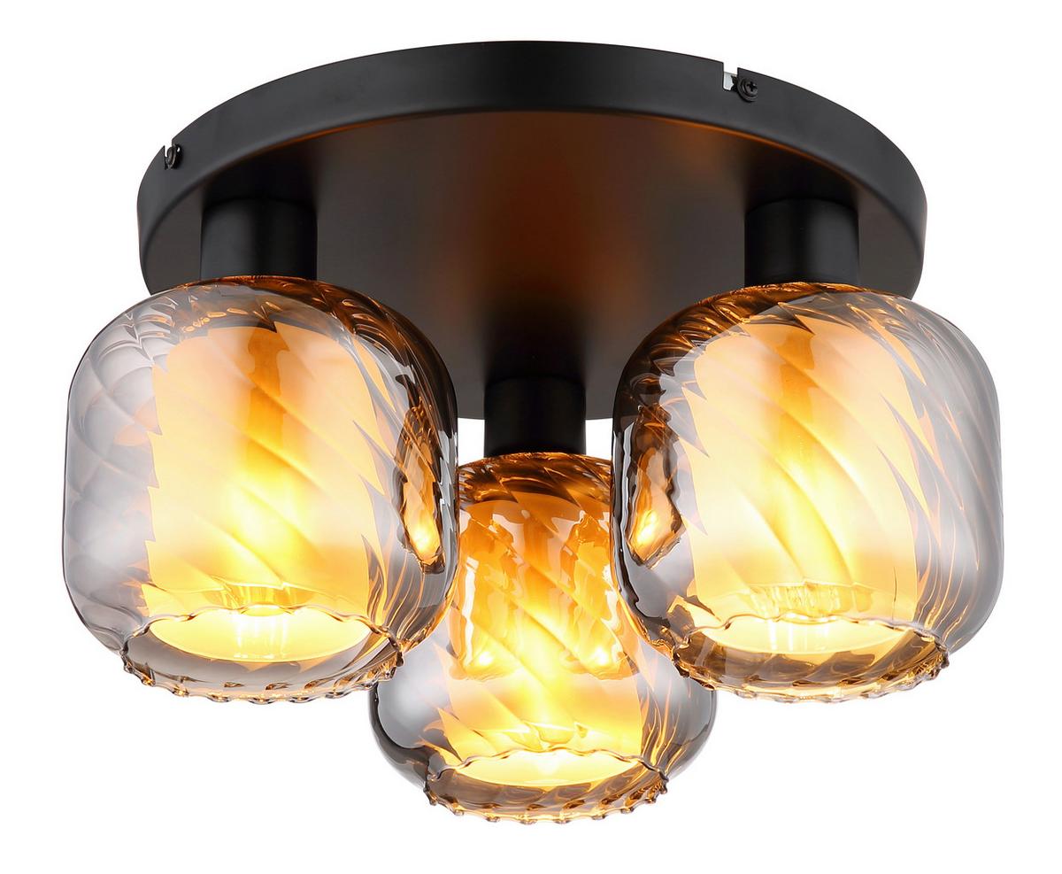 DECKENLEUCHTE 15754-3D  XIA - Opal/Schwarz, Design, Glas/Metall (37/19cm) - Globo