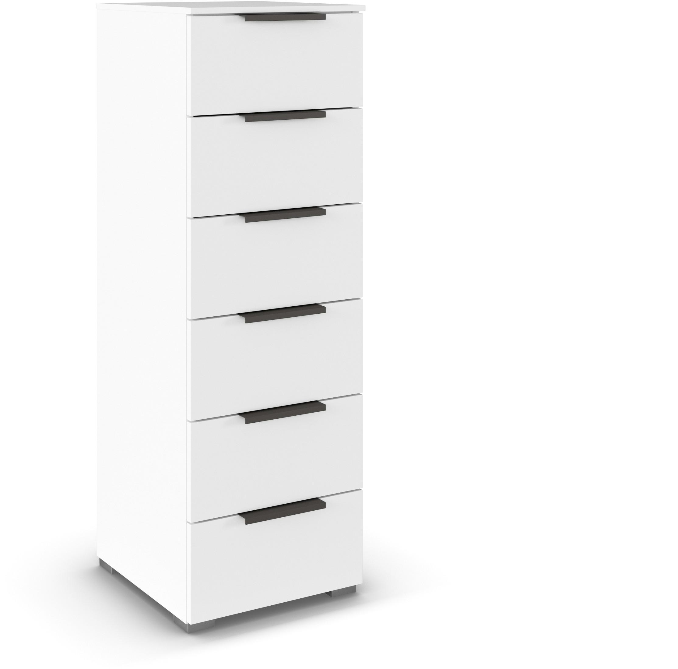 Komoda Paola, Bela - bela/barve aluminija, Trend, kovina/leseni material (40/119/42cm) - Novel