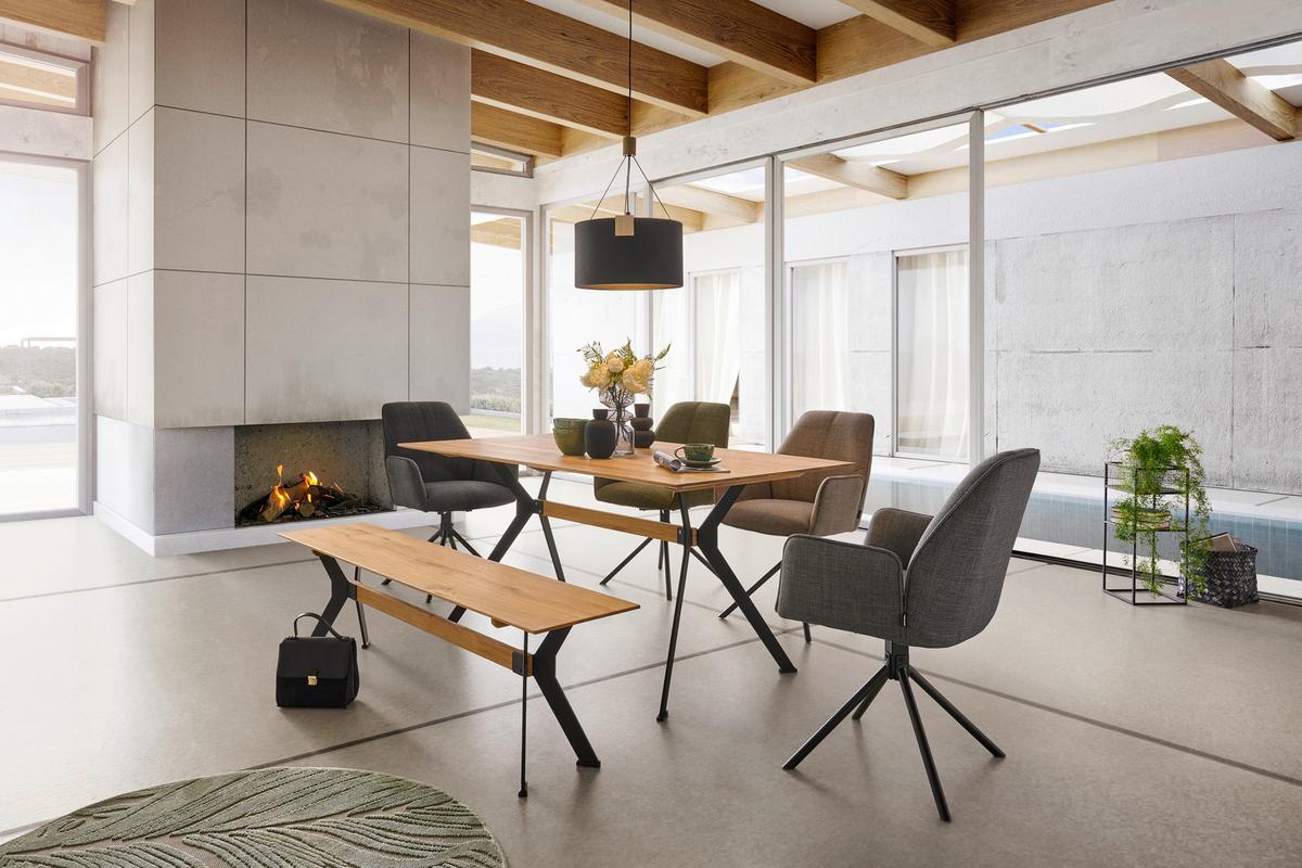 KRZESŁO Z PODŁOKIETNIKAMI PEMBA - czarny/szary, Design, metal/tkanina (58/87/61cm) - Carryhome