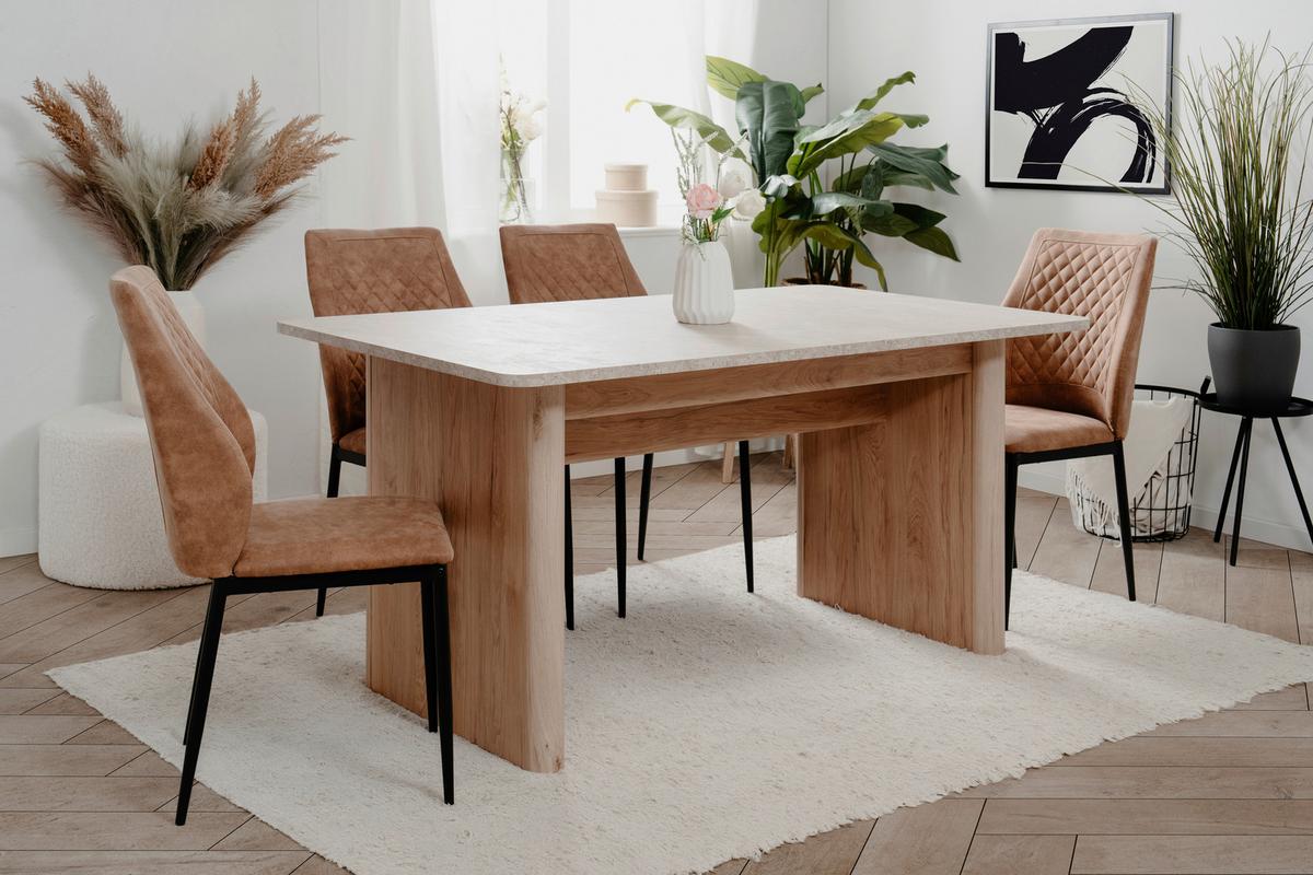 STÓŁ DO JADALNI SAI 80A AUSZUGSTISCH - kolor piaskowy/brązowy, Modern, materiał drewnopochodny (160-200/90/75cm) - Livetastic