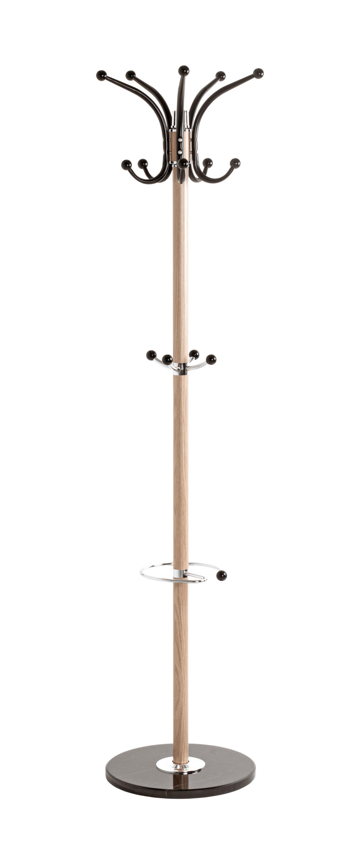 Samostoječi Obešalnik Mucki, Barva Hrasta, Črna - črna/barve hrasta, Moderno, kamen/kovina (39/171cm) - Mömax