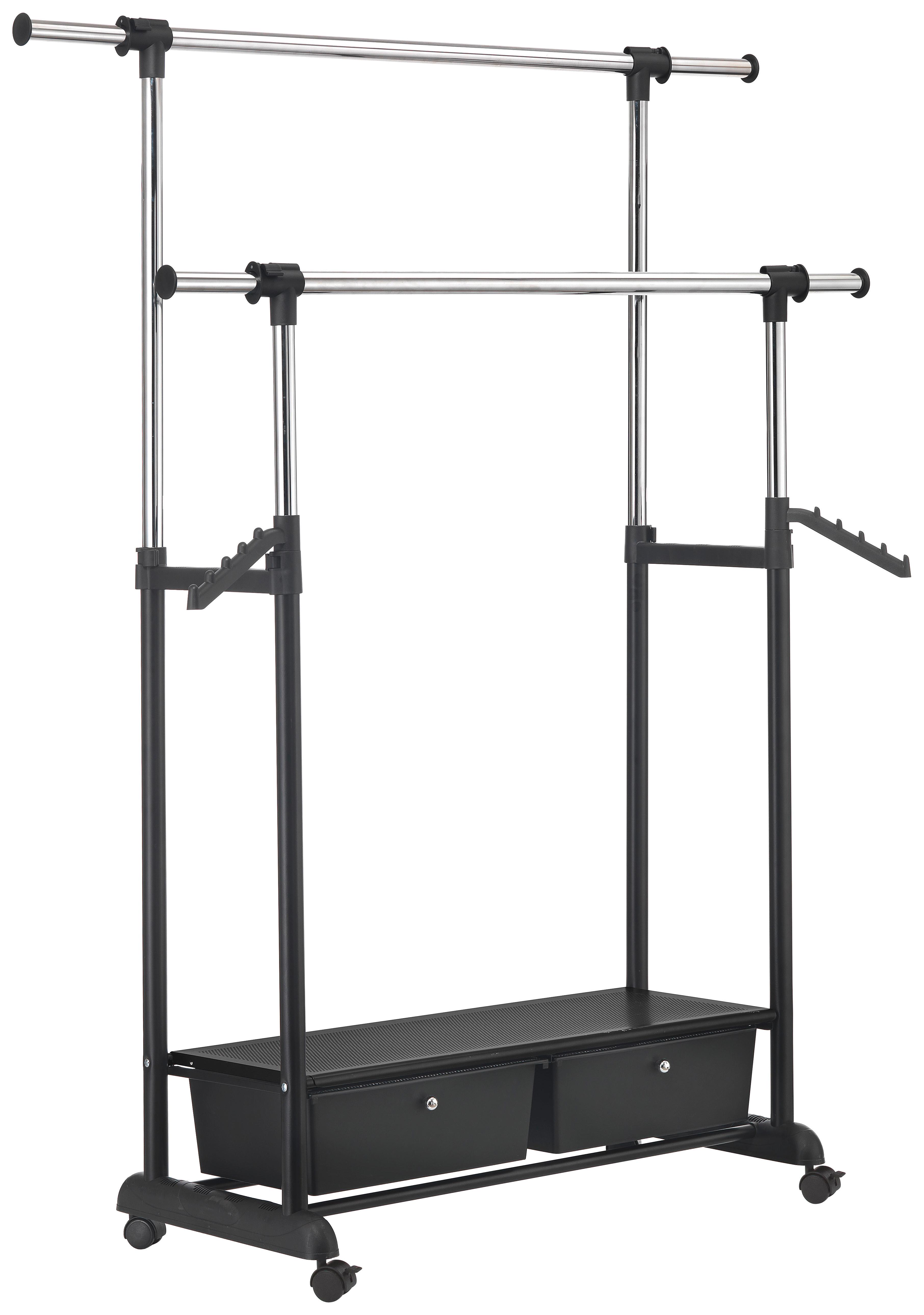 Mobilno Stojalo Za Oblačila Cuba, Črna, Krom - barve kroma/črna, Moderno, kovina/umetna masa (92-143/116-176/44cm)