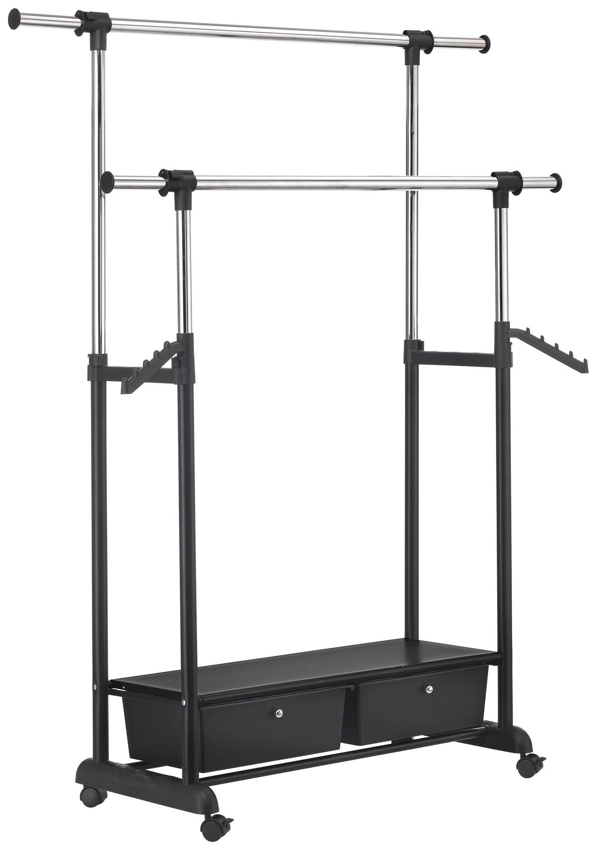 Stalak Za Odjeću Cuba 2 - boje kroma/crna, Moderno, metal/plastika (92-143/116-176/44cm) - Modern Living