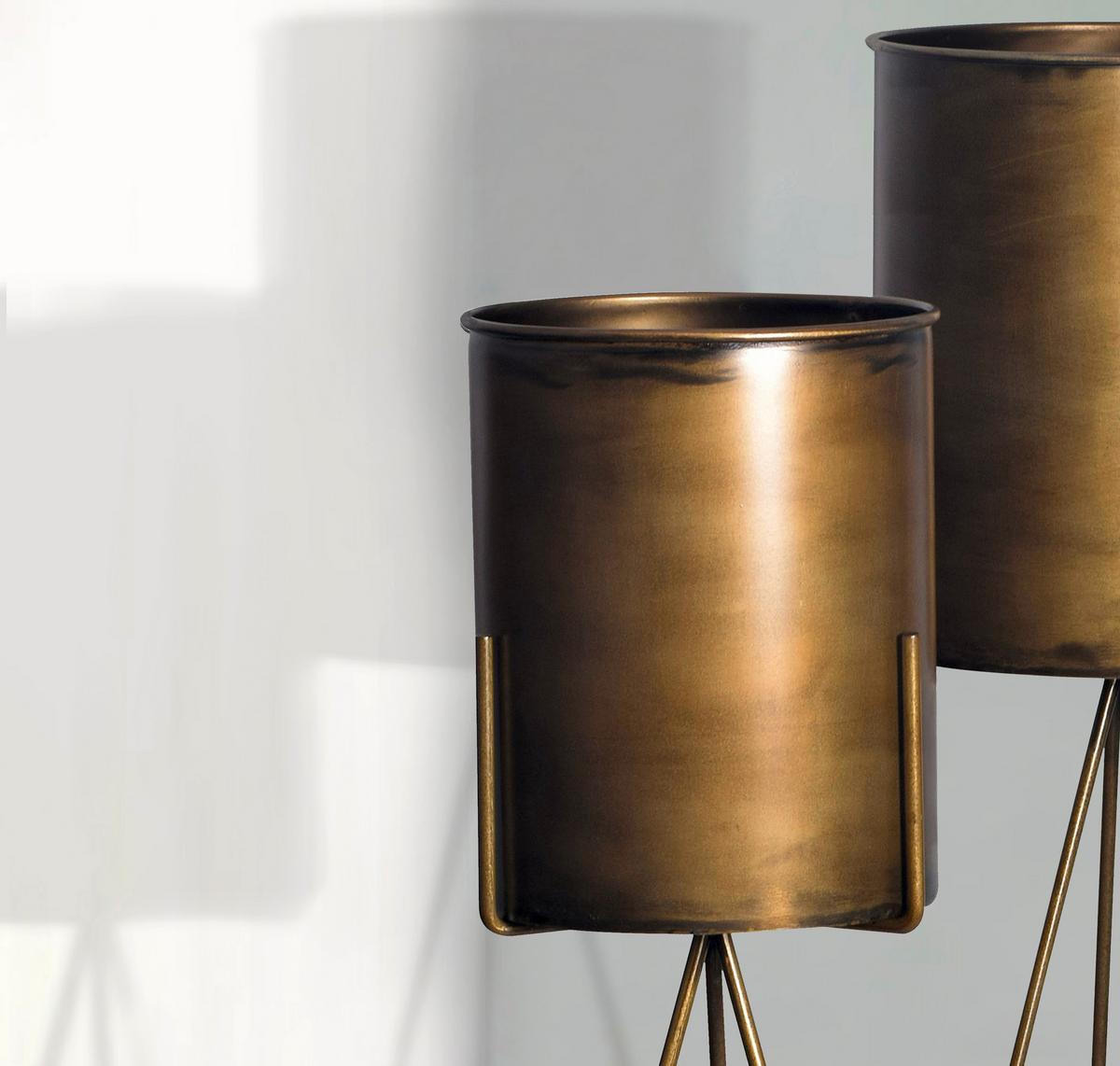 DEKOVASE PFLANZKÜBEL 2ER SET GOLD - Goldfarben, Design, Metall (32/89/32cm) - Livetastic