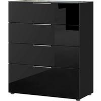 Kommode Oakland in Schwarz - Silberfarben/Schwarz, MODERN, Glas/Holzwerkstoff (83/102/42cm) - Premium Living