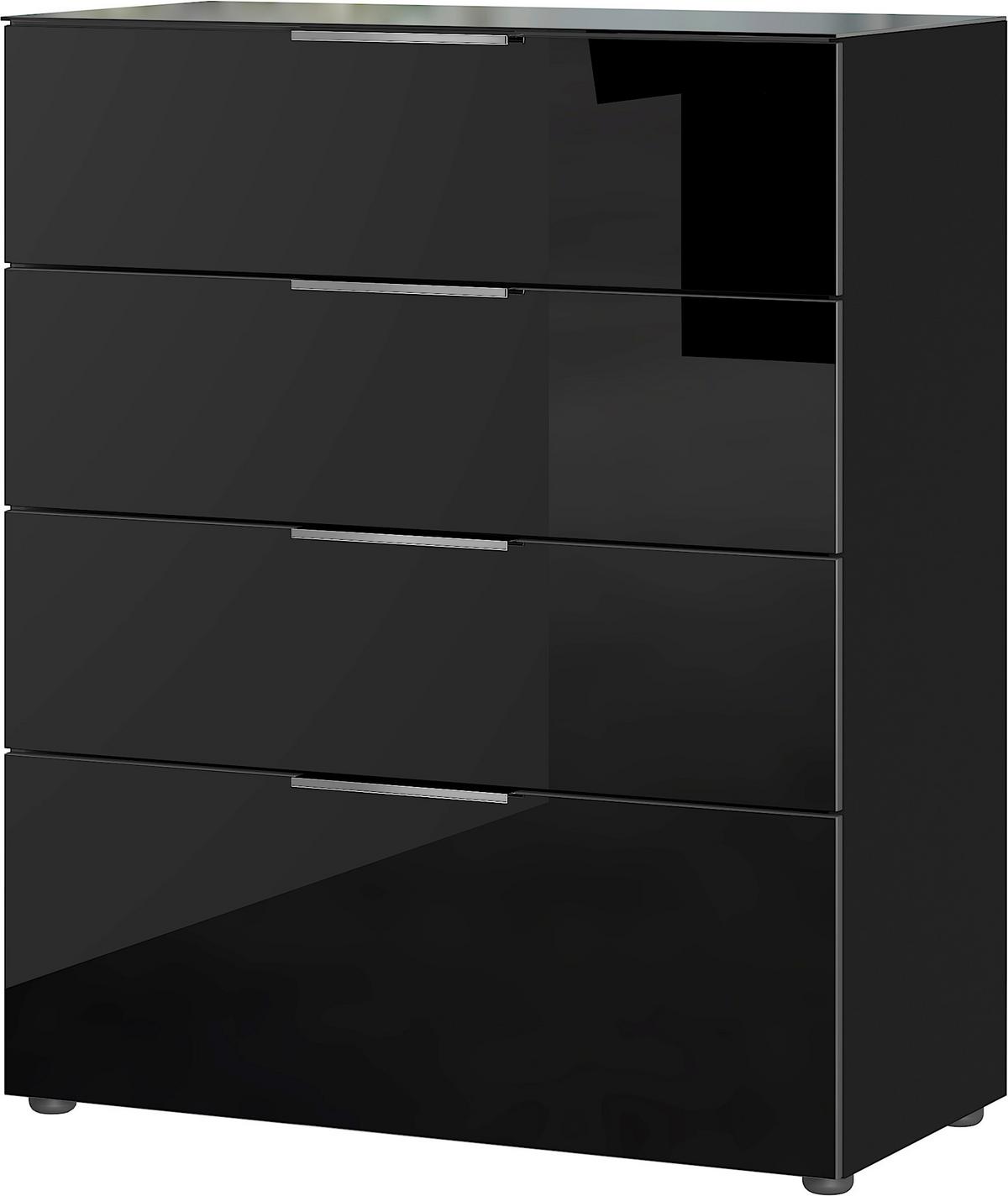 Kommode Oakland in Schwarz - Silberfarben/Schwarz, MODERN, Glas/Holzwerkstoff (83/102/42cm) - Premium Living