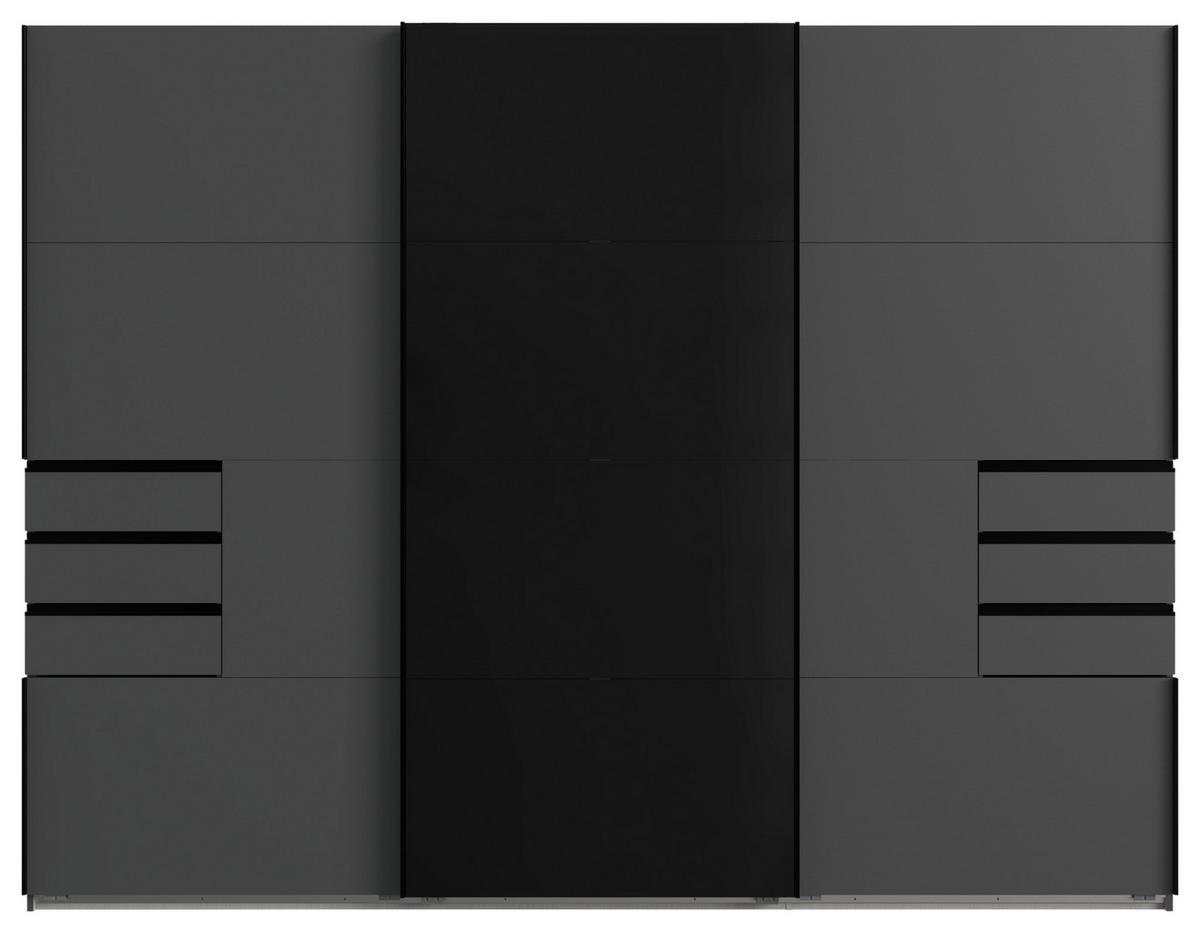 Schwebetürenschrank Saigon ca. 270x210 cm Graphit/Schwarz - Graphitfarben/Schwarz, KONVENTIONELL, Glas/Holzwerkstoff (270/210/64cm) - MID.YOU