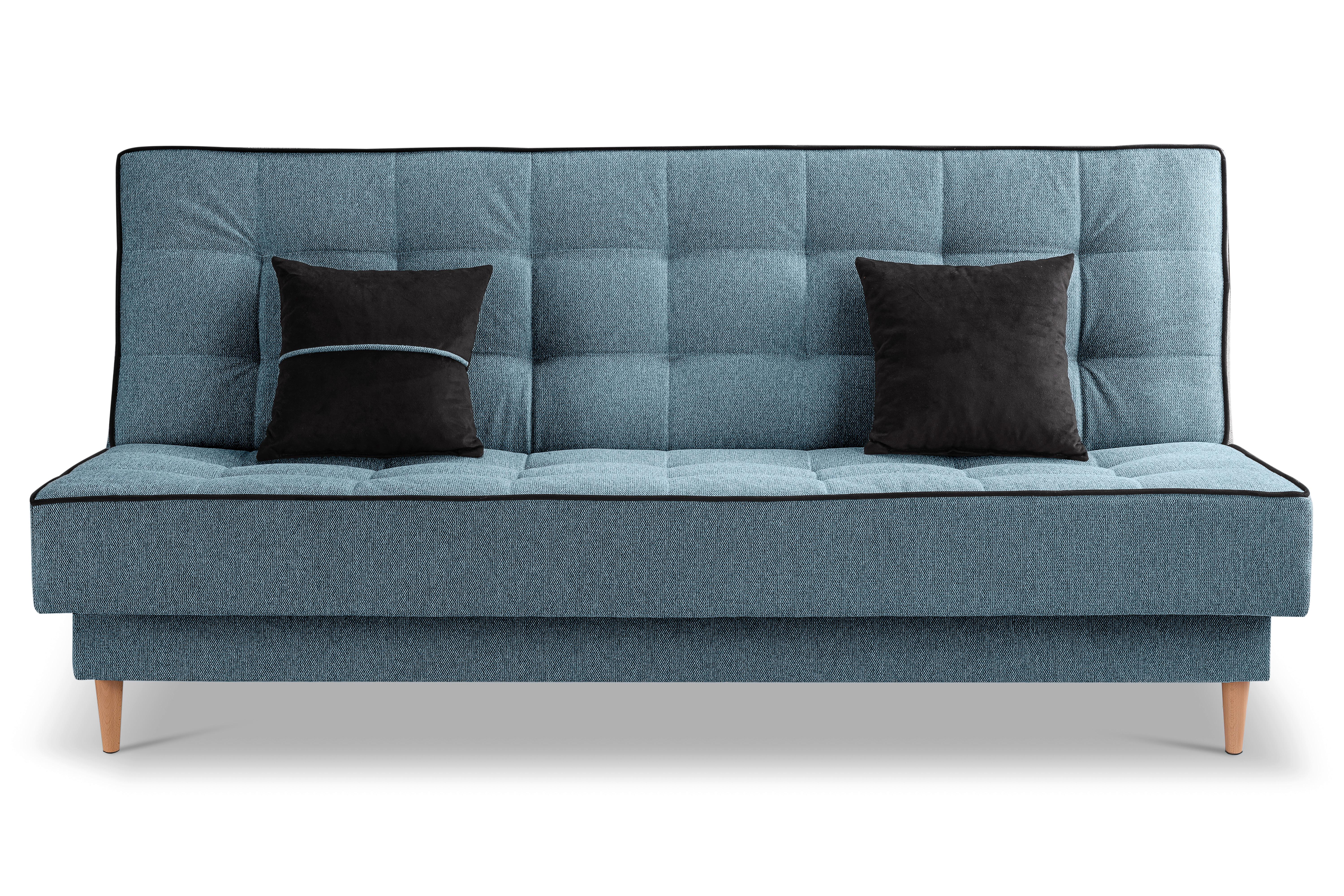 Schlafsofa Bono Blau - Blau/Hellbraun, Basics, Holz/Textil (199/91/91cm) - MID.YOU