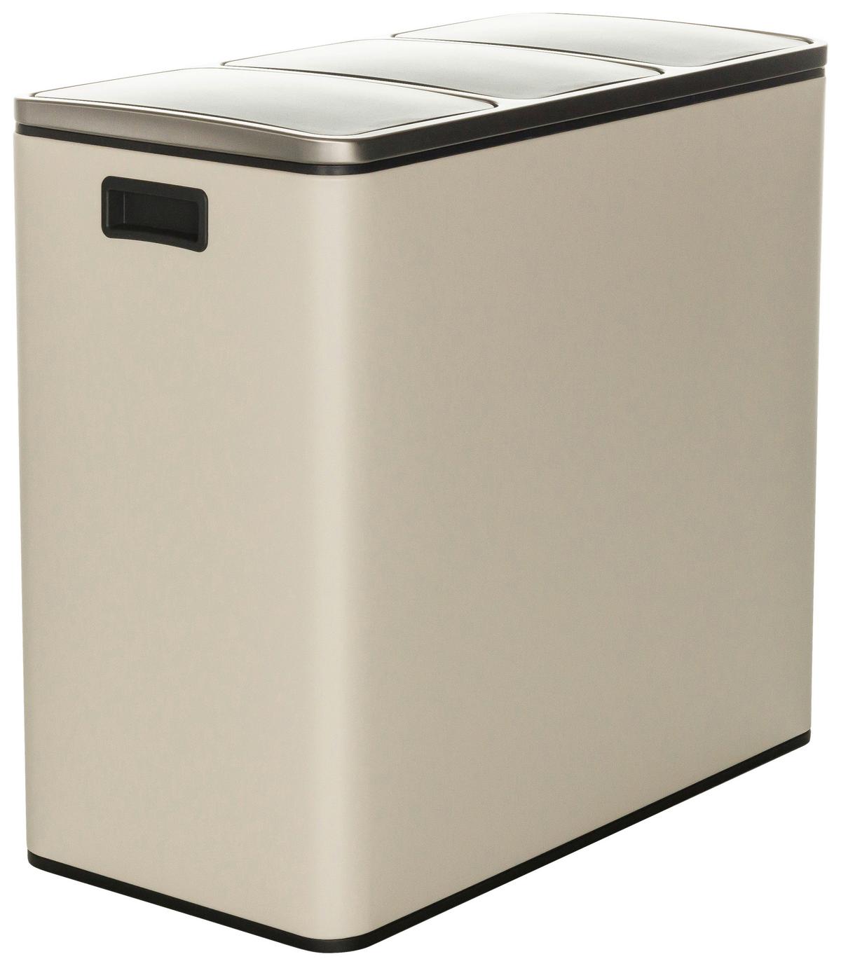 Koš Za Smeti Clean Ix, 3 X 18 L, Bež - črna/bež, Basics, kovina/umetna masa (61/56/31,5cm) - MID.YOU