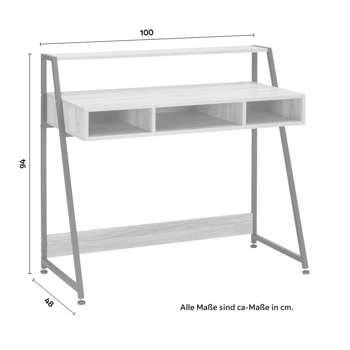 Schreibtisch Denis Eichefarben MDF ca. 100x48 cm - Eichefarben/Schwarz, MODERN, Holz/Metall (100/48/94cm) - Bessagi Home