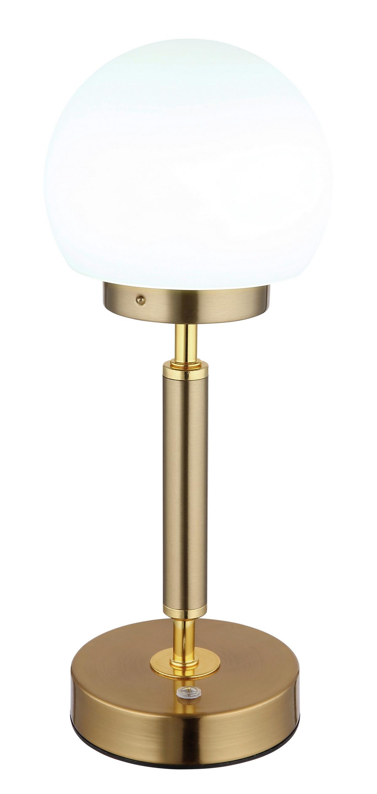 LED-TISCHLEUCHTE 21033M - Messingfarben/Opal, Konventionell, Glas/Kunststoff (11,5/28,5cm) - Globo