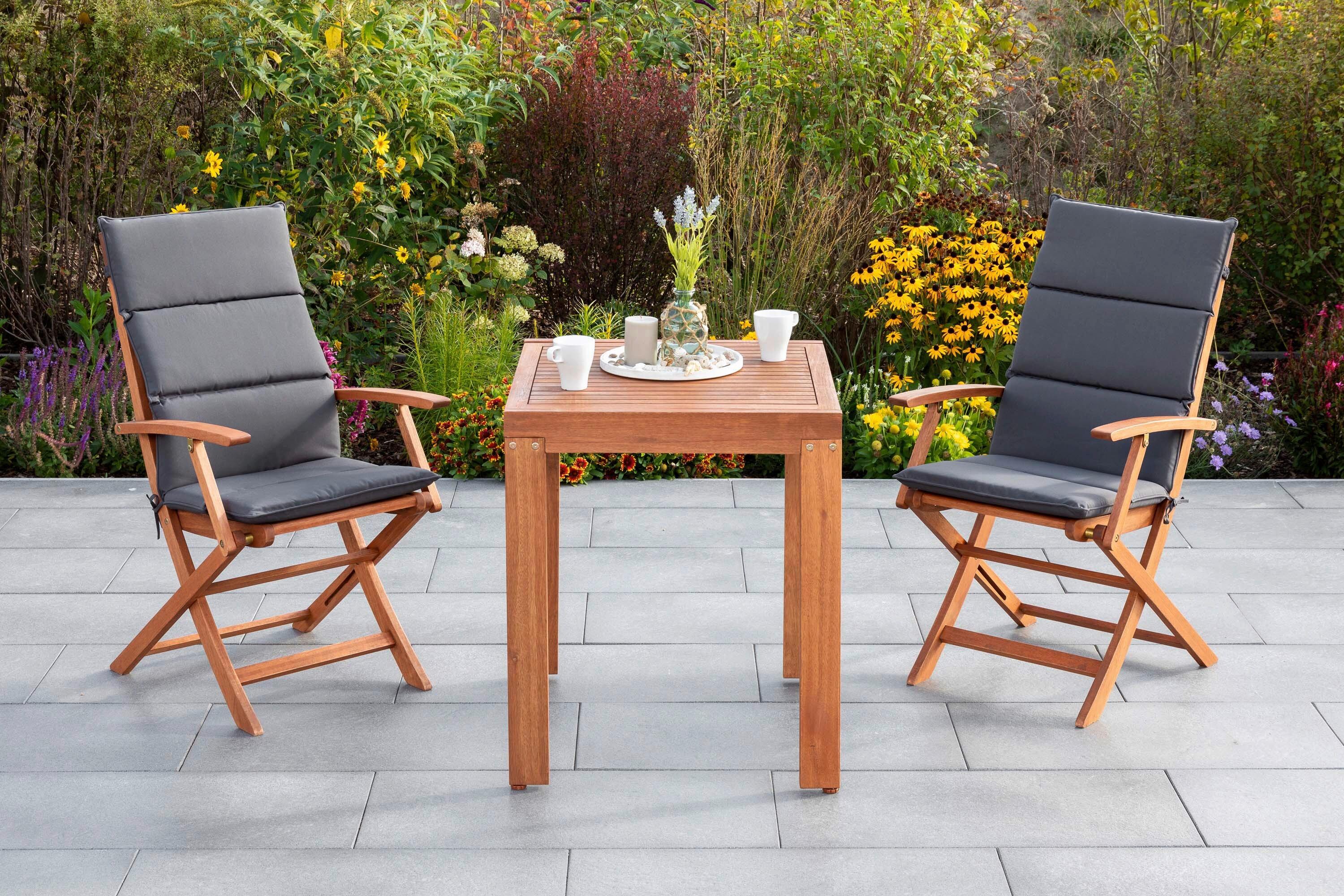 Gartentischgruppe Comodoro 5-tlg. Echtholz/Grau - Eukalyptusholzfarben/Grau, KONVENTIONELL, Holz/Textil - Gardenson