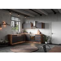 Eckküche Turin mit Geräten ca. 240x240 cm Grau/Eiche - Eiche Wotan/Grau, Design, Holzwerkstoff (240/240cm) - Held