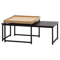 Beistelltisch 2-tlg. Schwarz/Eiche Dekor - Eichefarben/Schwarz, MODERN, Holzwerkstoff/Metall (110/37/48cm) - MID.YOU