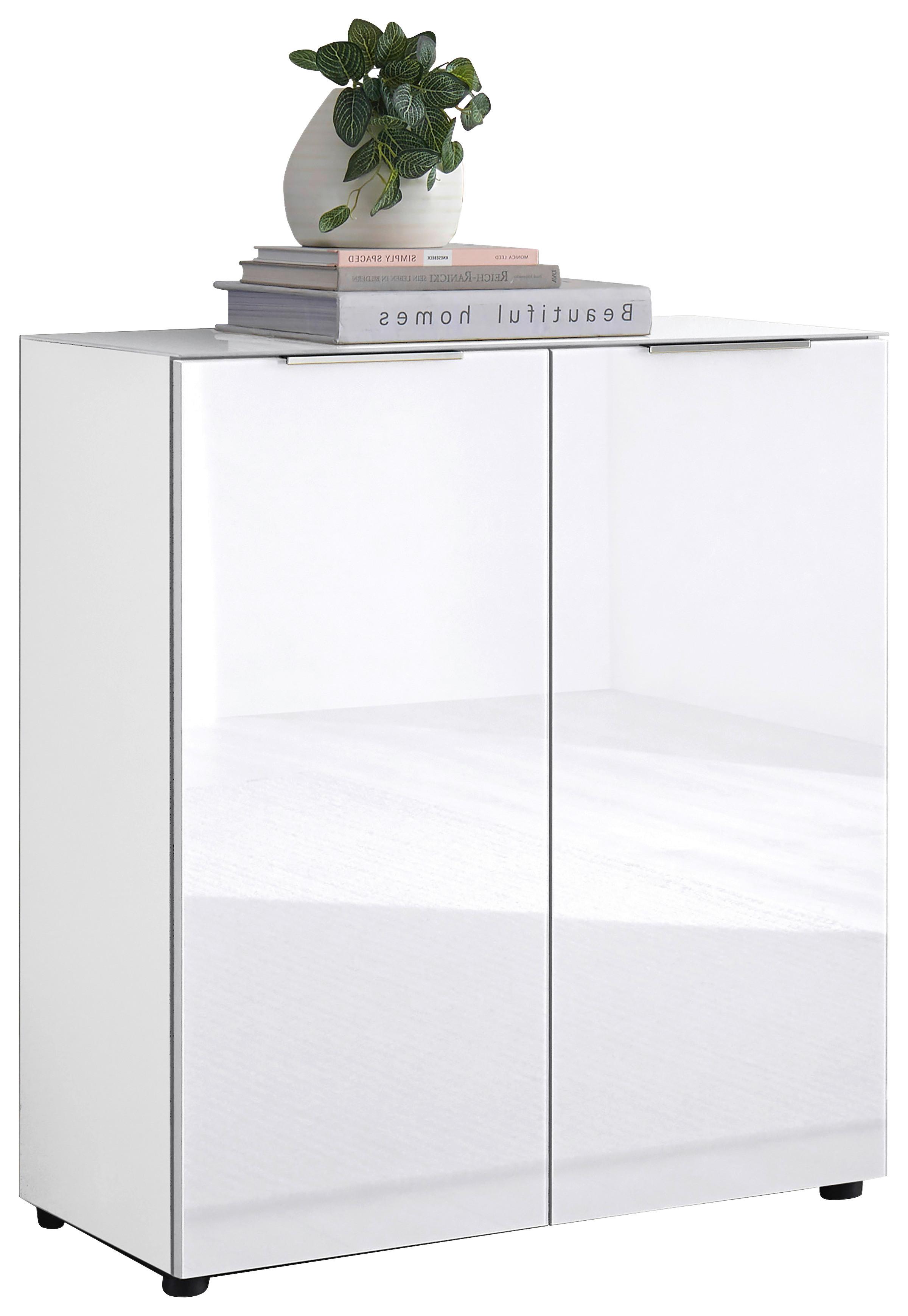 Kommode Siena Weiß - Chromfarben/Schwarz, MODERN, Glas/Holzwerkstoff (90/99/40cm) - Mömax