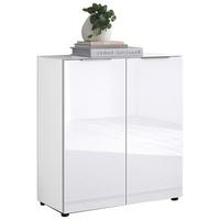 Kommode Siena Weiß - Chromfarben/Schwarz, MODERN, Glas/Holzwerkstoff (90/99/40cm) - Mömax
