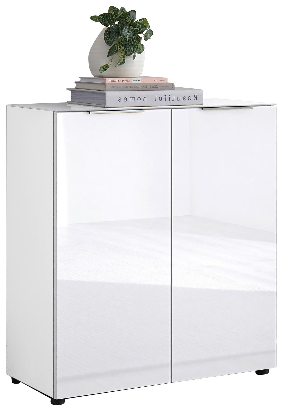 Kommode Siena Weiß - Chromfarben/Schwarz, MODERN, Glas/Holzwerkstoff (90/99/40cm) - Mömax