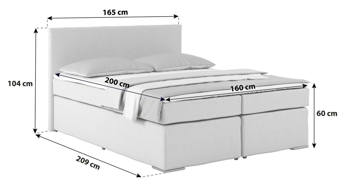 Boxspring Krevet Nero - boje kroma/crna, Konvencionalno, tekstil/metal (160/200cm) - Best Price